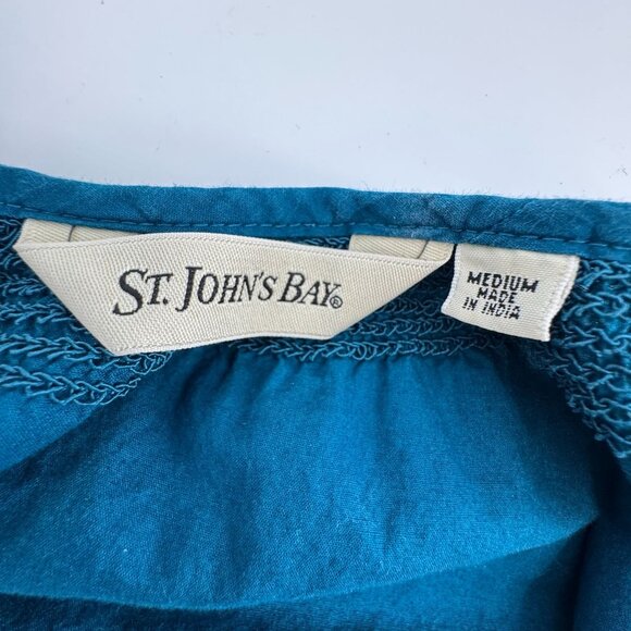 St‎ Johns Bay Y2K Peasant Top Womens Embroidered Size M Vintage Milkmaid Lace Up - Picture 4 of 7